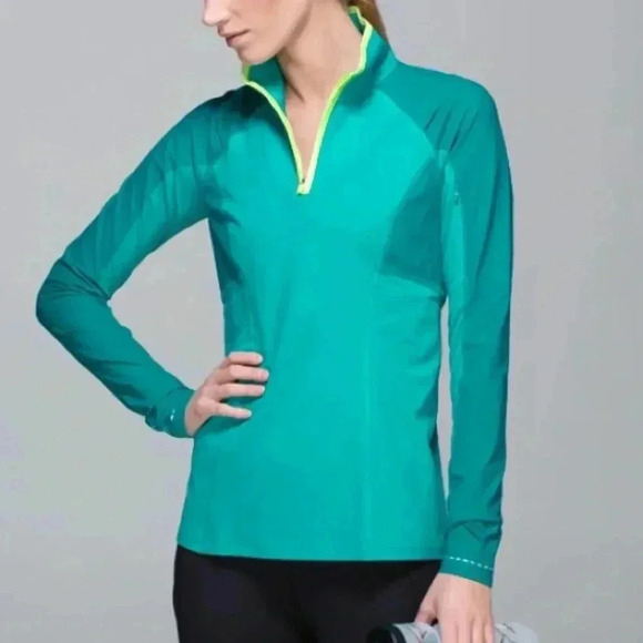 Lululemon Trail Bound 1/2 Zip in Blue Tropics Mesh Lightweight Size 8 - Picture 5 of 15